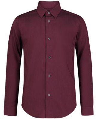 Big Boys Long Sleeve Pindot Textured Shirt by CALVIN KLEIN