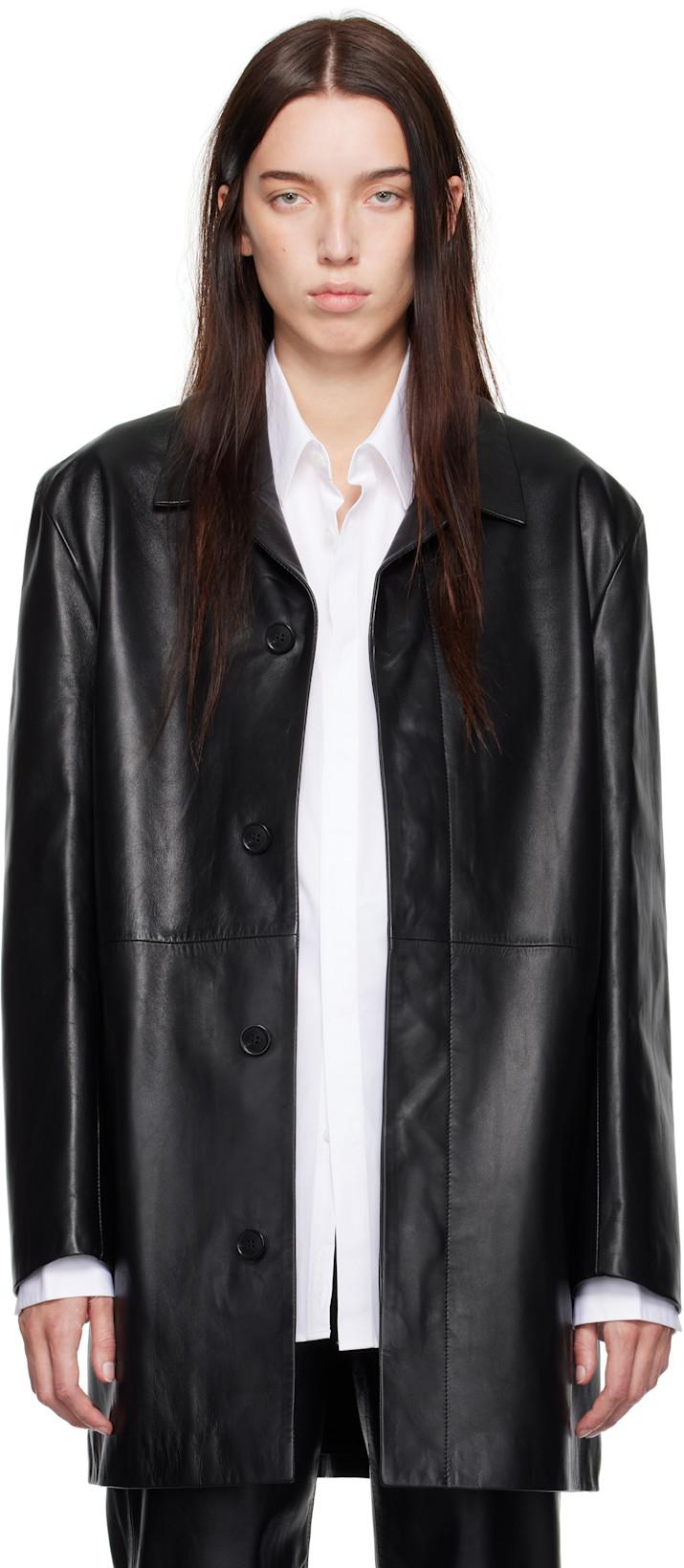 Black Halo Leather Jacket by CALVIN KLEIN