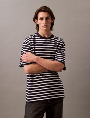 Bold Stripe Jersey Relaxed Tee by CALVIN KLEIN