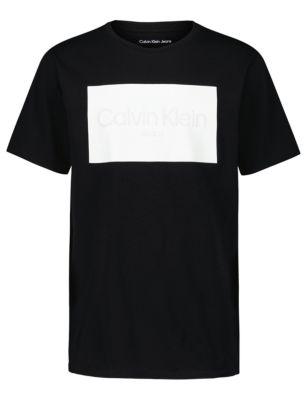 Boys CK Logo Block Crewneck Tee by CALVIN KLEIN