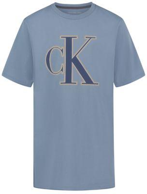 Boys Chain Stitch Monogram Logo Tee by CALVIN KLEIN