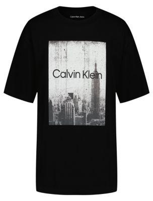 Boys City Logo Graphic Classic T-Shirt by CALVIN KLEIN