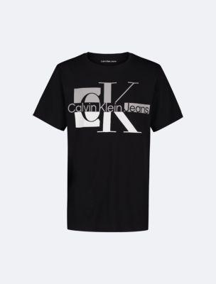 Boys Contrast Monogram Logo Graphic Classic T-Shirt by CALVIN KLEIN