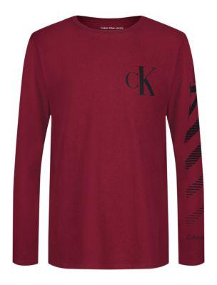 Boys Monogram Gradient Stripe Long Sleeve Tee by CALVIN KLEIN