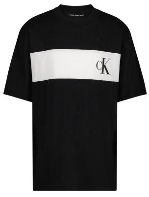 Boys Monogram Stripe Graphic Classic T-Shirt by CALVIN KLEIN