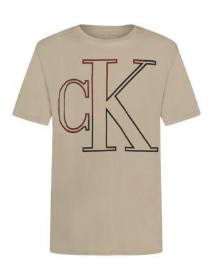 Boys Oversized Outline Monogram Crewneck Tee by CALVIN KLEIN