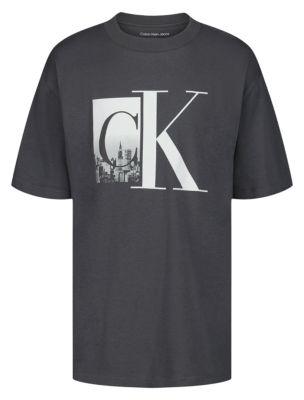 Boys Skyline Monogram Graphic Classic T-Shirt by CALVIN KLEIN