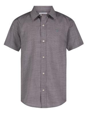 Boys Stripe Button-Down Short Sleeve Shirt by CALVIN KLEIN