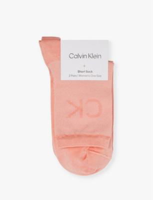 Brand-print mid-calf pack of two stretch-woven socks by CALVIN KLEIN