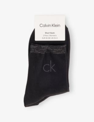 Branded Pack of Two Woven Socks by CALVIN KLEIN