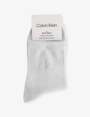 Branded Pack of Two Woven Socks by CALVIN KLEIN