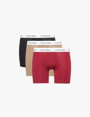 Branded-waistband pack of three stretch-cotton boxer briefs by CALVIN KLEIN