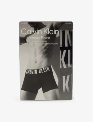 Branded-waistband pack of three stretch-woven boxer briefs by CALVIN KLEIN