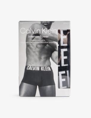 Branded-waistband pack of three stretch-woven trunks by CALVIN KLEIN
