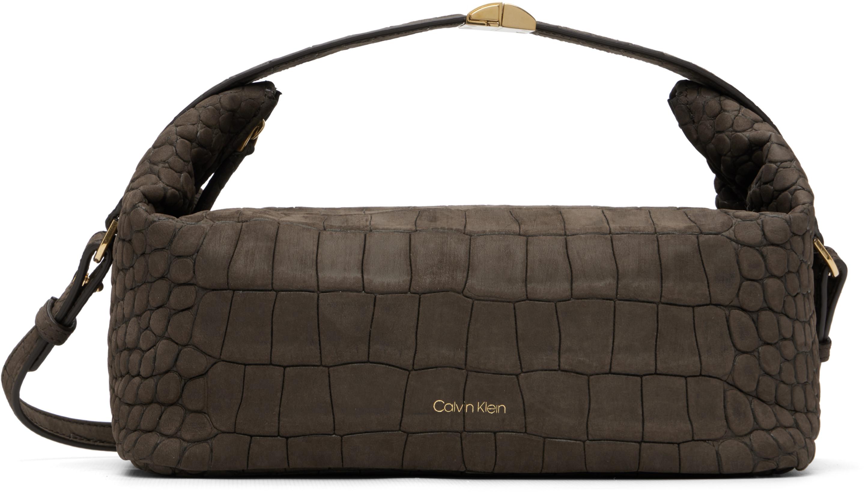 Brown Andy Soft Zipped Small Pouch by CALVIN KLEIN