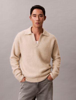 Brushed Alpaca Blend Johnny Collar Sweater by CALVIN KLEIN