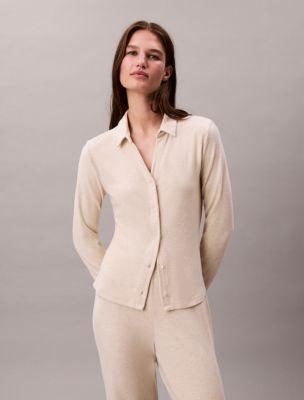 Brushed Knit Slim Sleep Shirt by CALVIN KLEIN