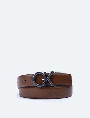 CK Logo Plaque Reversible Dress Belt by CALVIN KLEIN