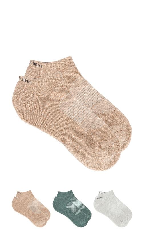 Calvin Klein 3 Pack Cushion Recycled No Show Socks in Beige by CALVIN KLEIN
