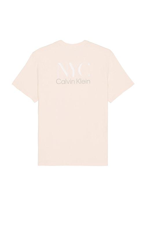Calvin Klein Embroidered Nyc Back Crewneck Tee in Blush by CALVIN KLEIN