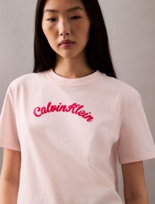 Calvin Klein Felt Logo Script Classic Tee by CALVIN KLEIN