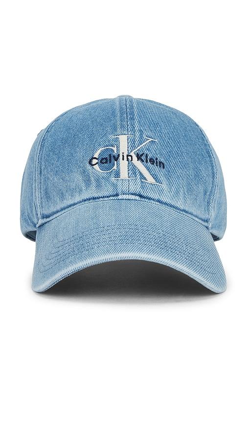 Calvin Klein Monologo Embroidered Baseball Cap in Denim-Medium by CALVIN KLEIN