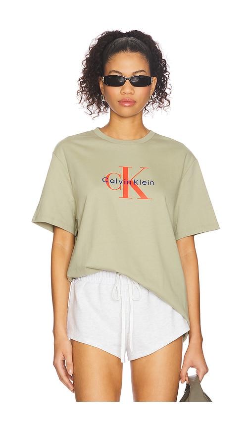 Calvin Klein Monologo Tee in Sage by CALVIN KLEIN