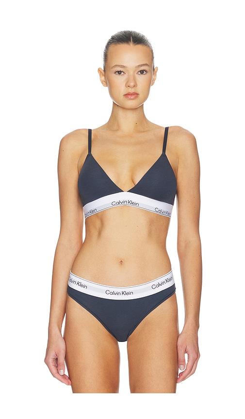 Calvin Klein Underwear Lightly Lined Triangle Bra in Navy by CALVIN KLEIN