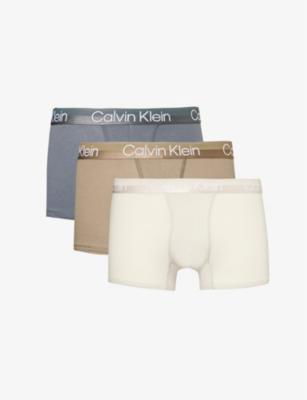 Calvin Klein pack of three recycled cotton-blend trunks by CALVIN KLEIN