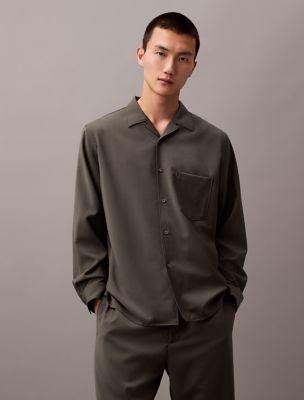 Camp Collar Wool Button-Down Shirt by CALVIN KLEIN