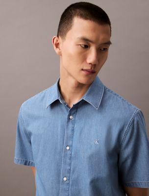 Chambray Button Down Short Sleeve Shirt by CALVIN KLEIN