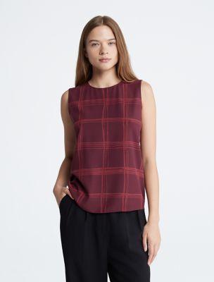 Check Sleeveless Top by CALVIN KLEIN