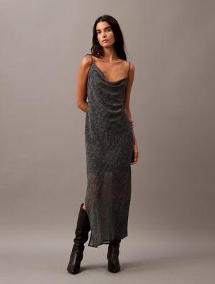 Chiffon Printed Asymmetrical Maxi Dress by CALVIN KLEIN