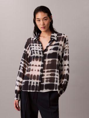 Chiffon Printed Classic Button-Down Shirt by CALVIN KLEIN