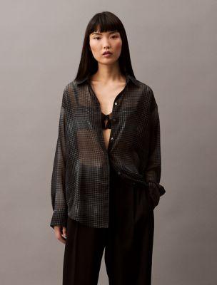 Chiffon Printed Relaxed Button-Down Shirt by CALVIN KLEIN
