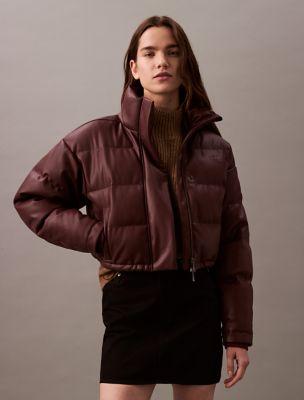 Classic Faux Leather Puffer Jacket by CALVIN KLEIN
