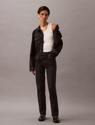 Coated High Rise Straight Fit Jeans by CALVIN KLEIN