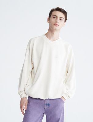 Color Relaxed Fit Overdyed Canvas Terry Sweatshirt by CALVIN KLEIN