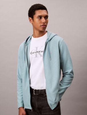 Cotton Blend Boucle Relaxed Hoodie by CALVIN KLEIN