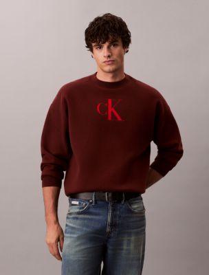 Cotton Blend Monogram Relaxed Sweater by CALVIN KLEIN