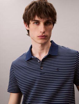 Cotton Blend Stripe Classic Polo Shirt by CALVIN KLEIN