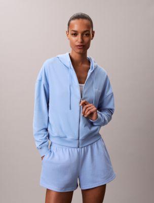 Cotton Blend Terry Relaxed Sleep Hoodie by CALVIN KLEIN