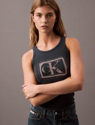 Cotton Contour Rib Logo Graphic Tank by CALVIN KLEIN
