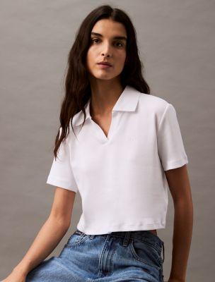 Cotton Contour Rib Polo T-Shirt by CALVIN KLEIN