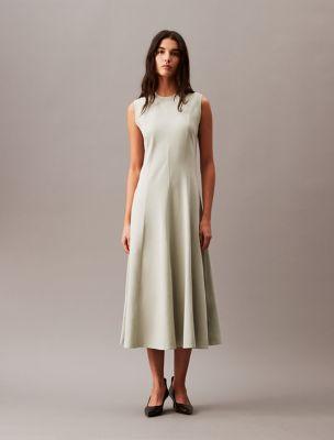 Cotton Jersey A-Line Midi Dress by CALVIN KLEIN