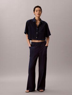 Cotton Lyocell Pull-On Cargo Pants by CALVIN KLEIN