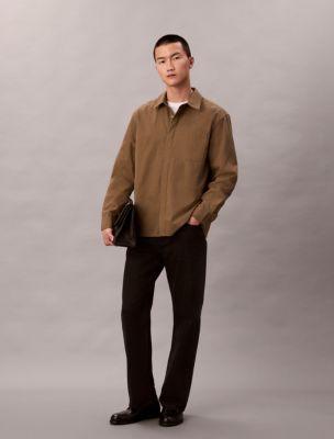 Cotton Nylon Relaxed Button-Down Shirt by CALVIN KLEIN
