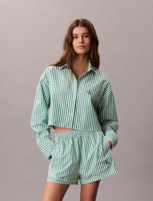 Cotton Poplin Cropped Sleep Shirt by CALVIN KLEIN