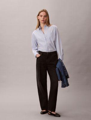 Cotton Poplin Relaxed Button-Down Shirt by CALVIN KLEIN