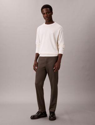 Cotton Sateen Slim Tapered Chino Pants by CALVIN KLEIN